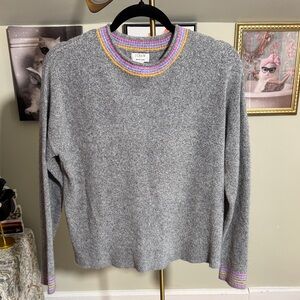 J. Crew Heather Gray Sweater with Colorful Accents